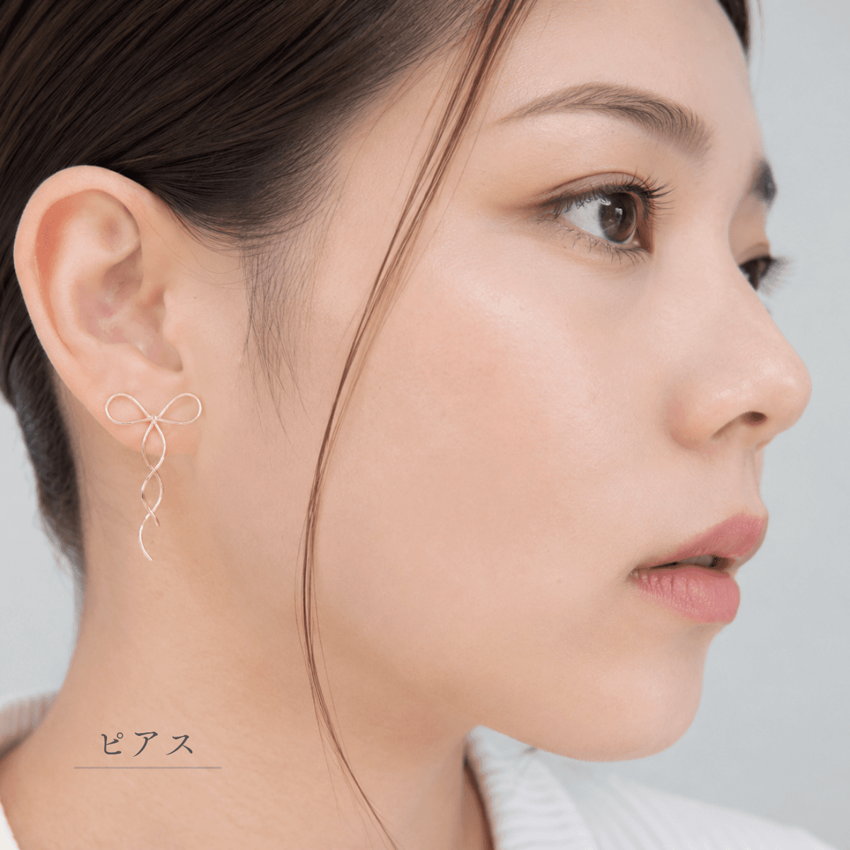 【Luwe-４】ワイヤーリボン 大人可愛い華奢デザイン｜ゴールド・シルバー　ピアス/イヤリング | 3枚目